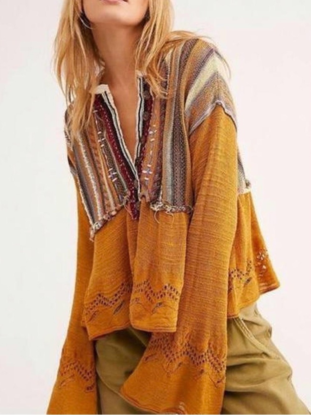 Free People Meadow Lakes Bell Sleeve Sweater